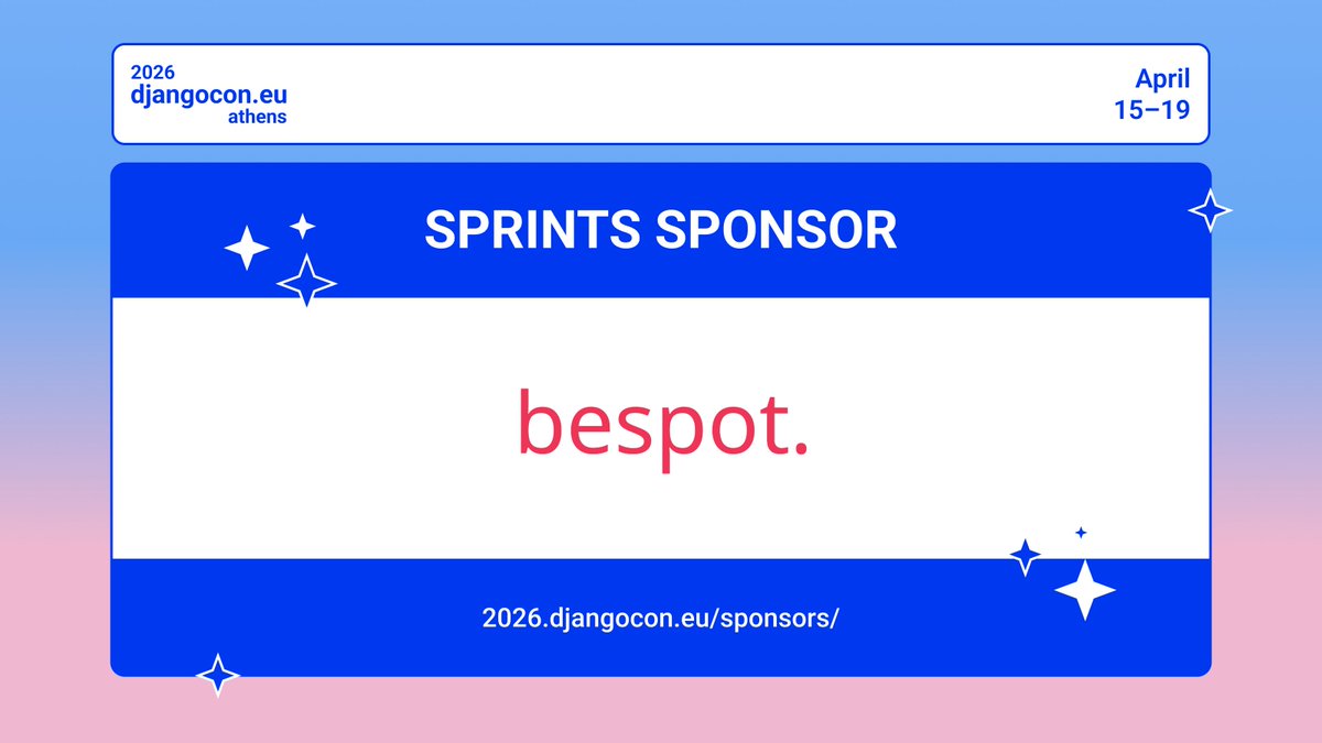 DjangoConEurope's tweet photo. Thank you, Bespot, for hosting our sprints!
Bespot is a technology company specializing in location intelligence & real-time analytics. Its fraud detection solution uses location and behavioral signals to detect anomalies and prevent abuse.
https://t.co/NCIy1F8dpL
#djangocon https://t.co/ednngIf8j8