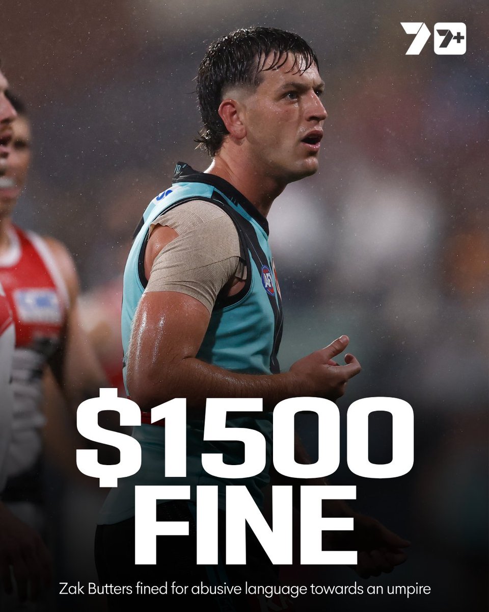 7AFL's tweet image. Zak Butters has been found guilty of Abusive, Insulting, Threatening or Obscene Language Towards or in Relation to an Umpire.