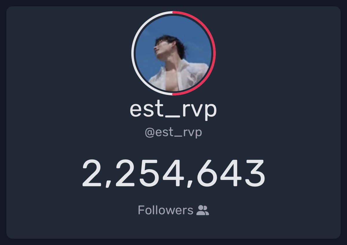 mypspace2308's tweet image. STATISTICS @EstRvp 📈

✨X

12.04   647,406
13.04   650,930  (+3,524)

✨INSTAGRAM

12.04   2,651,251
13.04   2,657,262  (+6,011)

✨TIKTOK

12.04    2,246,640
13.04    2,254,643  (+8,003)

#est_rvp