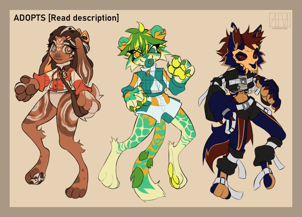 nadrivtak's tweet photo. Forgot to post them here but batch adopt!!
16€ each
AB2: 38€, includes a bust!
Only PayPal, character can be sent through toyhouse or email
#furry #adopt #ota #offertoadopt https://t.co/tuZ9DkJBND