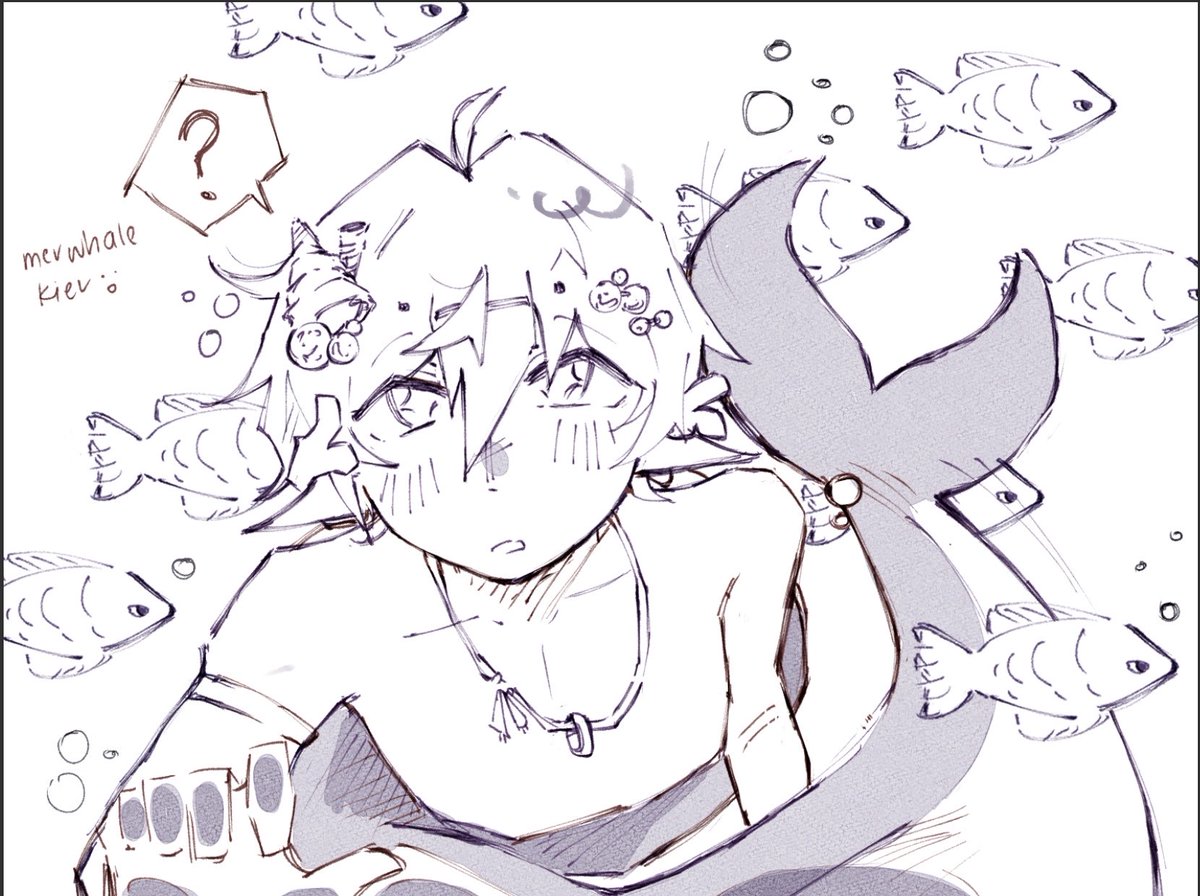 's tweet image. I have orientation tomorrow but I choose to draw knd 
This is just merwhale kier and idk, normal dev I guess 
_(:_」∠)_
#kieranddevfanart and uh #kiev I think?