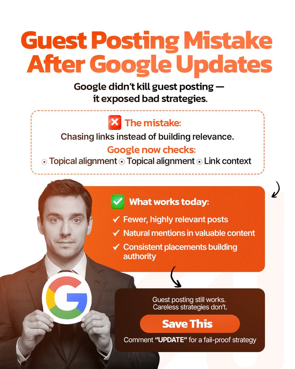 ranktro's tweet image. Guest posting isn’t dead — bad strategy is ❌

Chasing links won’t work anymore. Relevance + quality wins every time ✅
Fewer, smarter placements = real growth 
📈

Save this &amp;amp; comment “UPDATE” 💬 

#SEO #GuestPosting #guestpost #backlinks #linkbuilding #offpageseo