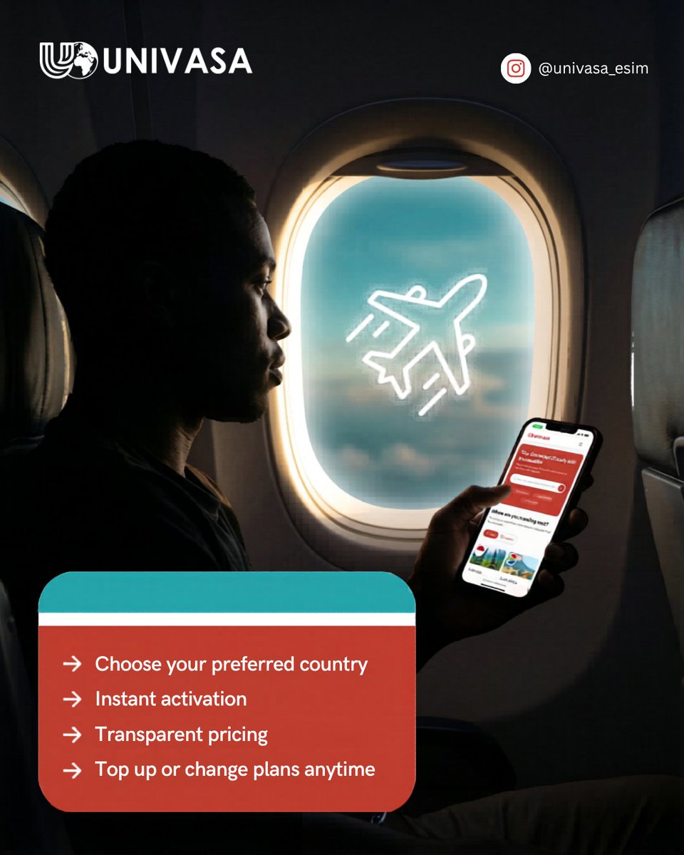 univasa_esim's tweet photo. Travel smarter, not harder ✈️
Stay connected anywhere in the world with instant Univasa eSIM activation 🌍

No SIM swaps. No hidden fees. Just seamless data.

Get connected before you land.

#Univasa #eSIM  #StayConnected #SeamlessTravel #InstantConnection https://t.co/ulklmIeSql