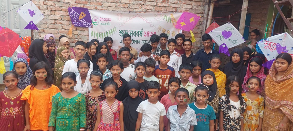 ShaplaF's tweet photo. We celebrated Pohela Boishakh with our sponsored children, and it was a day full of joy and colors! They welcomed the Bengali New Year with excitement, creating decorations with colorful paper, drawing alpana on their hands and faces, and filling the day with laughter. https://t.co/8lYqTbncux