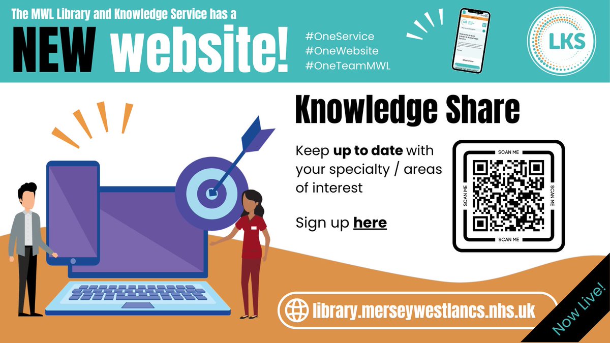 MWLNHSLibrary's tweet image. Whether you need updates in a specific specialty or across multiple areas, we ensure you never miss important developments with our subscription to KnowledgeShare. Visit our website to see how you can keep up to date bit.ly/3PkR4rh
#OneService #OneWebsite #OneTeamMWL