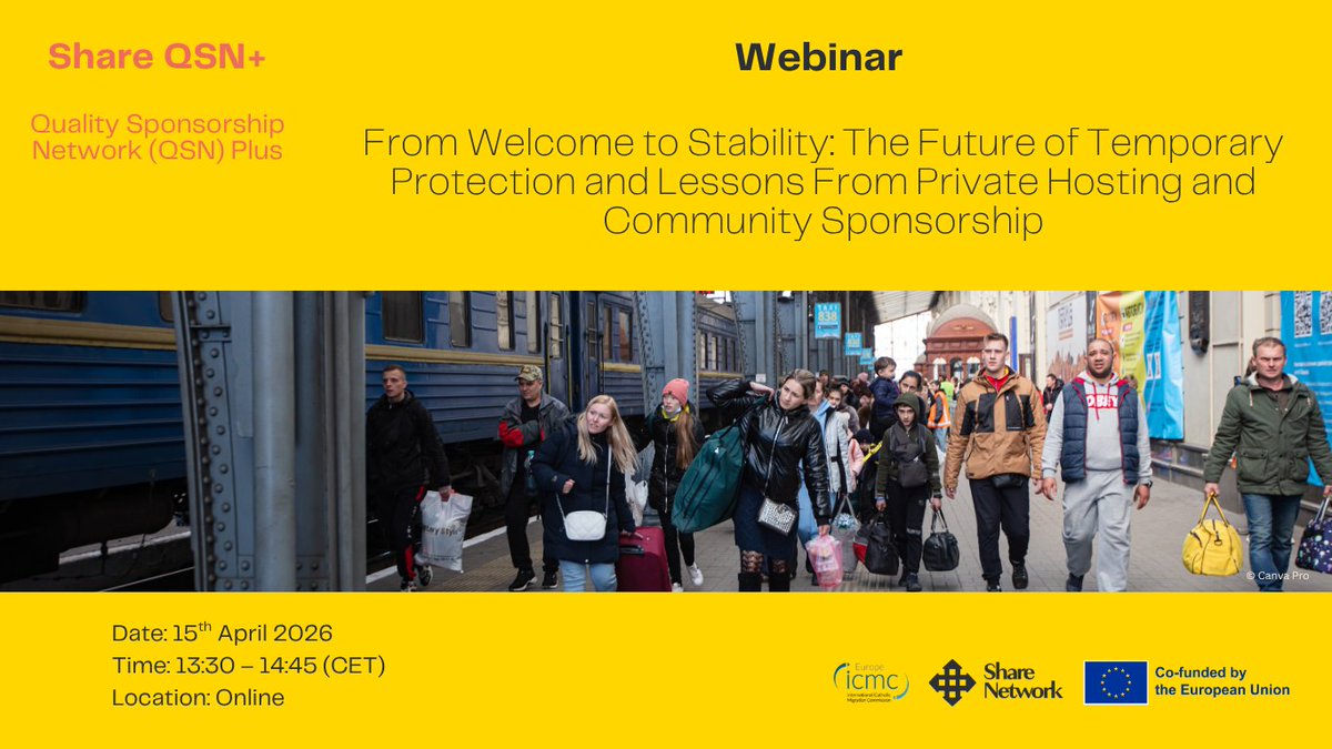 SHARENetwork3's tweet photo. 🛡️What comes after Temporary Protection for Ukranians in the #EU?

Our second QSN+ webinar explores future pathways, housing challenges, and continuity of support for Ukrainians in🌍.

15 April | 13:30–14:45 CET | Online

🔗https://t.co/1ItxDRKr4P https://t.co/GNi1wo2PZS