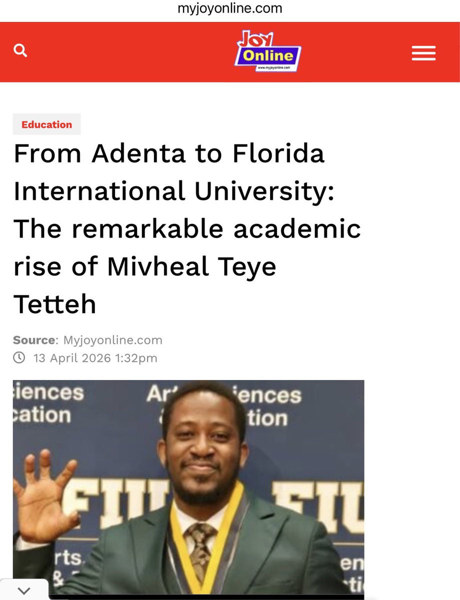 MivhealTetteh's tweet photo. I’m honored to share that I recently received a Top Academic Achievement Award.

What makes this moment even more meaningful is that one of Africa’s leading media platforms has picked up my story highlighting a journey that began long ago, shaped by persistence, growth, and purpose.

If you’d like to read more about the journey and what led to this milestone, you can find the full story here:

https://t.co/9qnsG0zVr9

Grateful for how far I’ve come and even more motivated for what lies ahead.