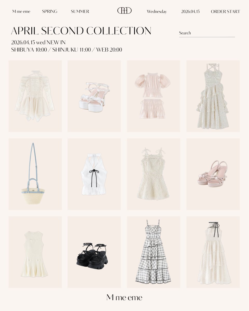 M me eme エムミーエメ 2026 April 2nd collection 2026.04.01 (wed) new release