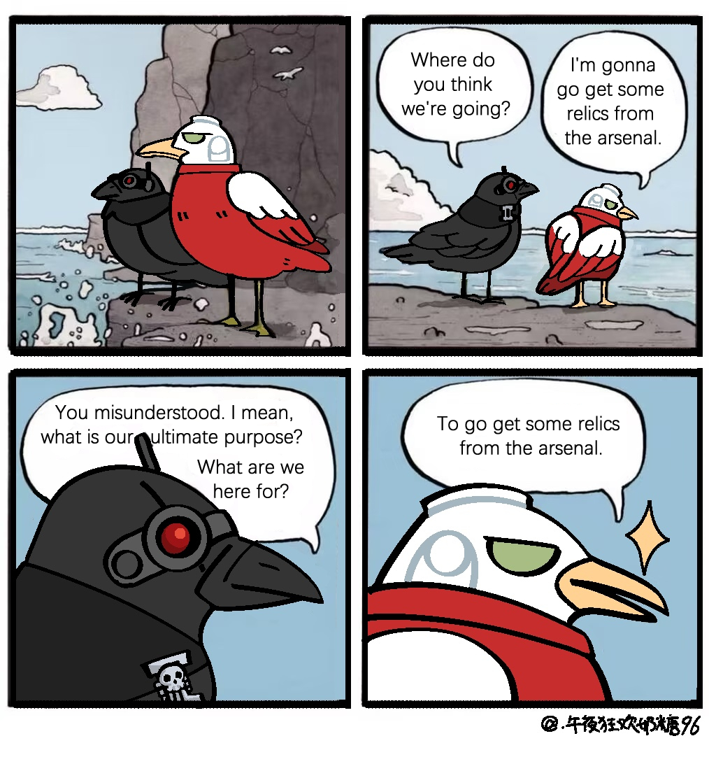xiaoxiang_cloud's tweet photo. Chatted with
@17748491wer about the silly daily life in the Space Marine birdwatching zone, so I drew this.
P2 is her art! (Blood Gulls: Go score some relics)
Last one: an Alpha Night Heron trying to blend in with the Ultramar Water Redstart flock.
#warhammer40k #warhammer40koc https://t.co/dWUoijHYnW