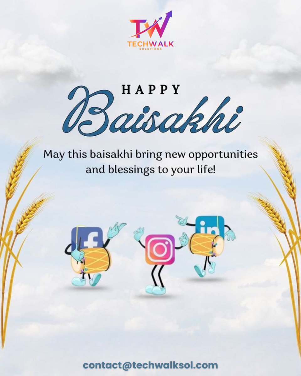 SolTechwalk3278's tweet photo. Happy Baisakhi 🌾✨
May your year be filled with growth, success & happiness!
📧 contact@techwalksol.com
#HappyBaisakhi #Baisakhi2026 #FestivalOfHarvest #NewBeginnings #Prosperity #Techwalk #FestiveVibes #IndianFestivals #CelebrateLife https://t.co/31jS5J2AMZ