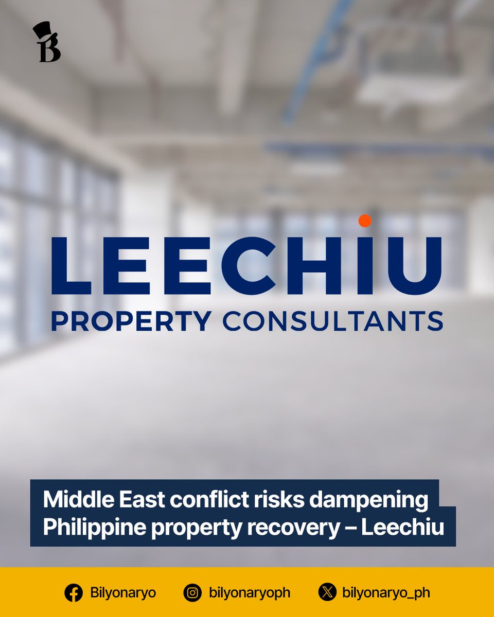 bilyonaryo_ph's tweet photo. The Philippine property market’s green shoots of recovery could be dampened by the war in the Middle East, which has more than doubled oil prices and displaced thousands of Filipino workers in the region.

Read it here: https://t.co/6eD3hW3SxZ https://t.co/ormioeEOC3