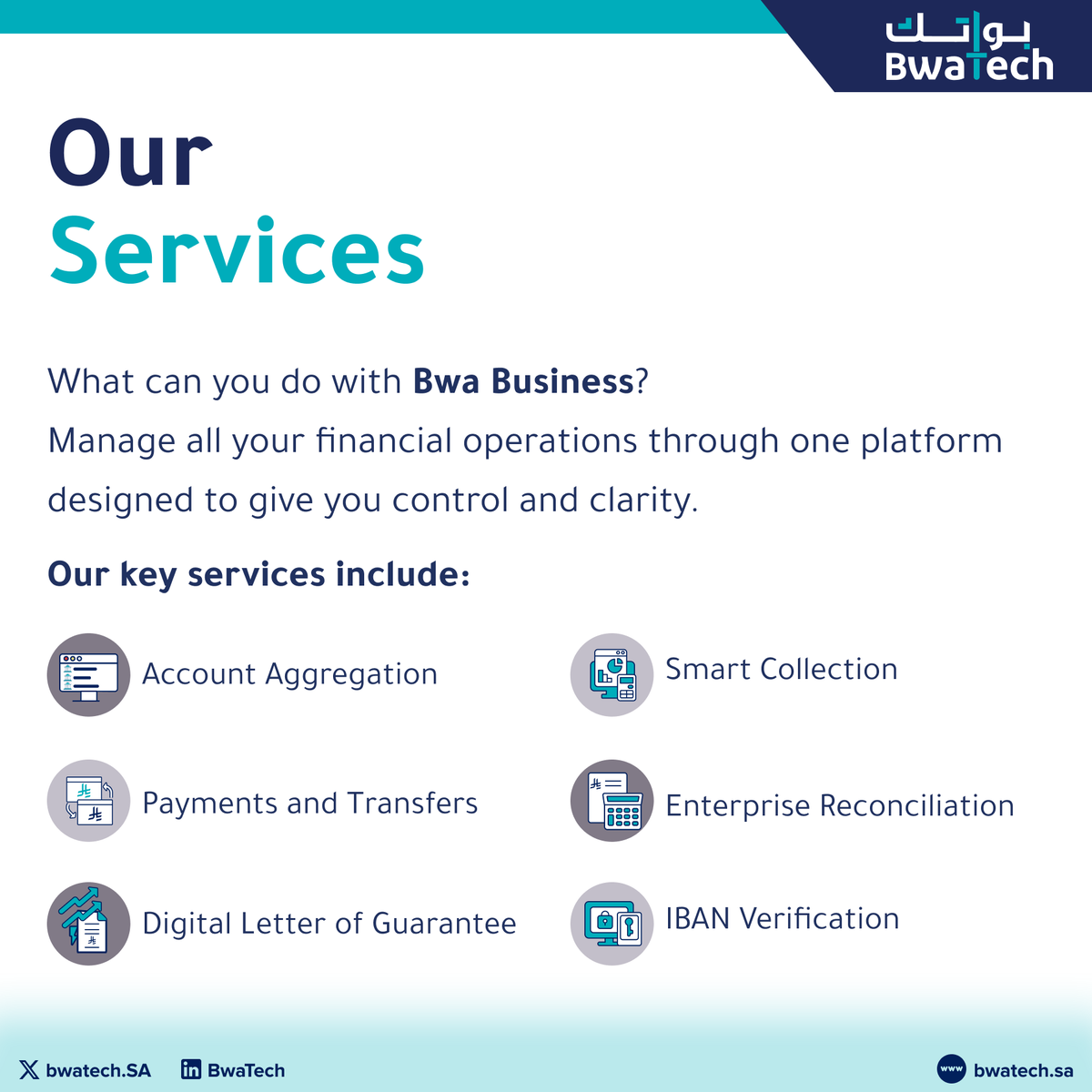 bwatechSA's tweet photo. The Ultimate Financial Hub for Your Business 💻 

Discover how to simplify, streamline, and take full control of your financial operations. 💡 

Learn more: https://t.co/9xDxH22I7f https://t.co/KWM8ZUzBMu