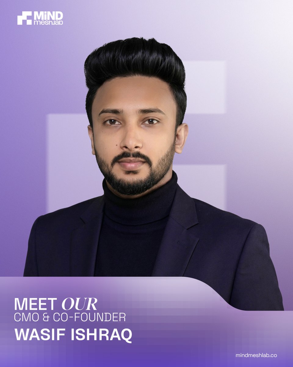 mindmeshlab's tweet photo. Meet Wasif Ishraq, our CMO and Co-Founder at MindMesh Lab. From brand positioning and social media to paid advertising and content planning, he makes sure the right message reaches the right audience at exactly the right moment.

#mindmeshlab #cmo #cofounder #digitalmarketing https://t.co/upwklV9HvB
