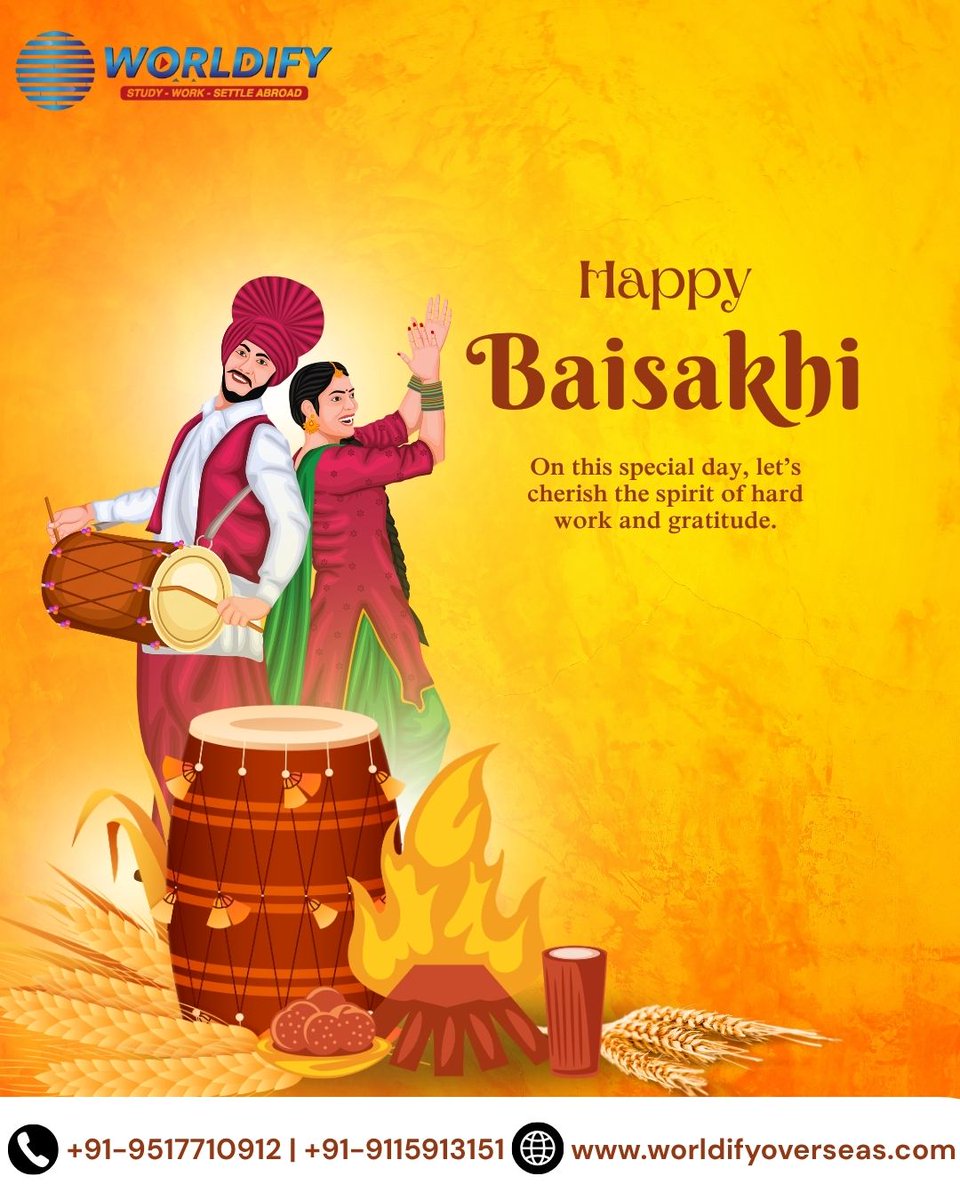 Letsworldify's tweet photo. This Baisakhi, may your dreams grow like the harvest 🌾
Wishing you success &amp; prosperity from Worldify Overseas 🌍

#WorldifyOverseas #Baisakhi2026 https://t.co/LeRMx3lcQu