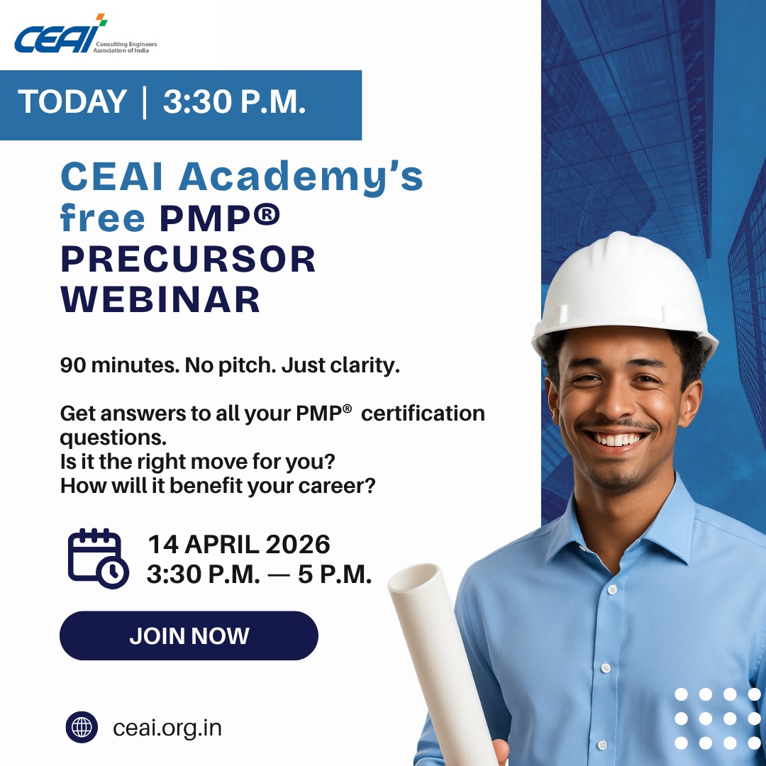 CEAI_INDIA's tweet photo. 𝐋𝐈𝐕𝐄 𝐈𝐍 ( 2 𝐇𝐨𝐮𝐫𝐬.)
CEAI Academy's free PMP Precursor Webinar starts at 3:30 PM.
Still deciding? Here's your sign.
📅 𝐓𝐨𝐝𝐚𝐲 | 3:30–5:00 𝐏𝐌 | 𝐎𝐧𝐥𝐢𝐧𝐞 | 𝐅𝐫𝐞𝐞
🔗https://t.co/ugS392ncpE
#CEAI #PMP #ConsultingEngineers https://t.co/9Tpl5fWea2