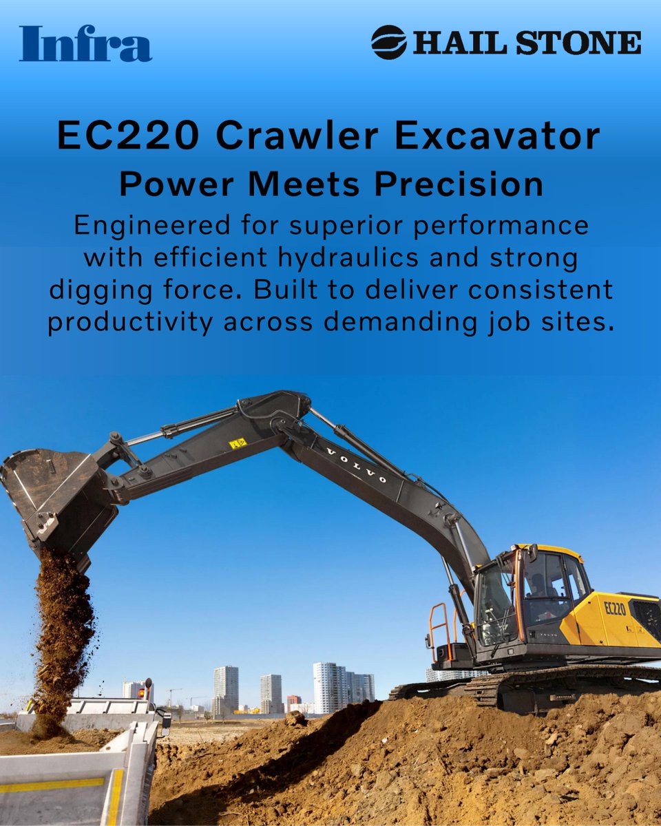 Infraequip's tweet photo. Power that performs. Precision that delivers.
The Volvo EC220 Crawler Excavator is engineered to handle the toughest job sites with ease
👉 Built to perform. Ready for every job.
 📞 Connect with us to power your next project.
#VolvoEC220 #CrawlerExcavator #HeavyEquipment https://t.co/8aYhAMYbiV