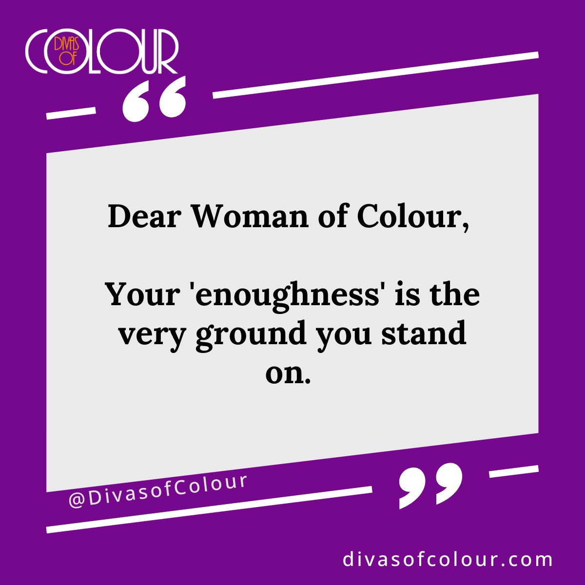 Divasofcolour's tweet photo. Dear Woman of Colour,
✅You are enough!
✅You don't have to mask to belong.
✅Your worth is the ground, it doesn't go away if you have a bad day or a setback.
✅That energy you're using to prove yourself, you can use to connect, learn and grow🚀

 >>https://t.co/My34y1LO0B https://t.co/iMa9uXvBYS