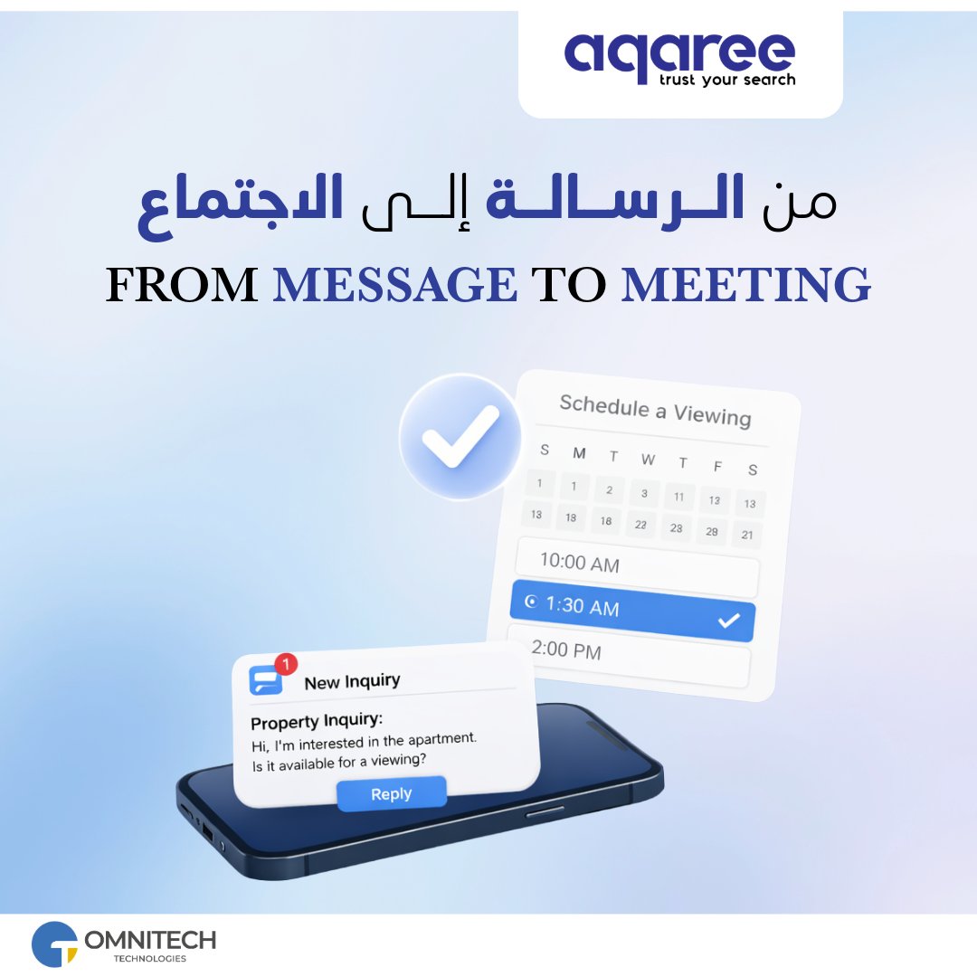 OmnitechT4993's tweet photo. هل سئمت من انتظار الردود وتنسيق المواعيد؟ 
عقاري يحوّل كل استفسار إلى اجتماع حقيقي في ثوانٍ معدودة! 
💬 راسل، جَدّوِل، والتَقِ — كل ذلك من تطبيق واحد.
🔗 ثق ببحثك مع عقاري!

#عقاري #عقارات #بحث_عقاري #شقق_للبيع #شقق_للإيجار
#عقارات_الإمارات #سوق_العقارات #استثمار_عقاري https://t.co/ZGrw7KGtxm