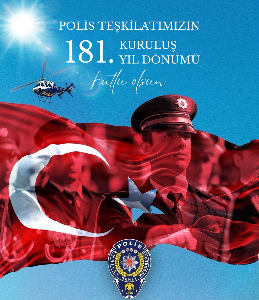 BHSIstanbul15's tweet photo. 181 yıldır milletimizin huzuru, güvenliği ve düzeni için gece gündüz demeden görev yapan Polis Teşkilatımızın kuruluş yıl dönümünü kutluyorum.

Emekleri, fedakârlıkları ve cesaretleriyle her zaman gurur duyuyoruz.

#PolisHaftası https://t.co/6xPnDW64U3