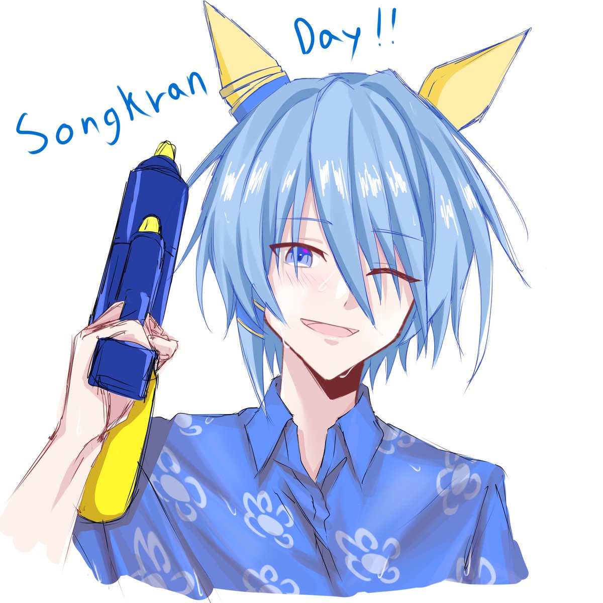 S_salmon_468's tweet image. Happy Songkran Day!-💦

#ウマ娘