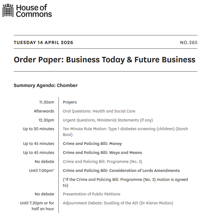 HouseofCommons's tweet photo. The House of Commons sits from 11.30am today.
The #OrderPaper is published each sitting day and lists the business of the House. https://t.co/So2wO3hdlR