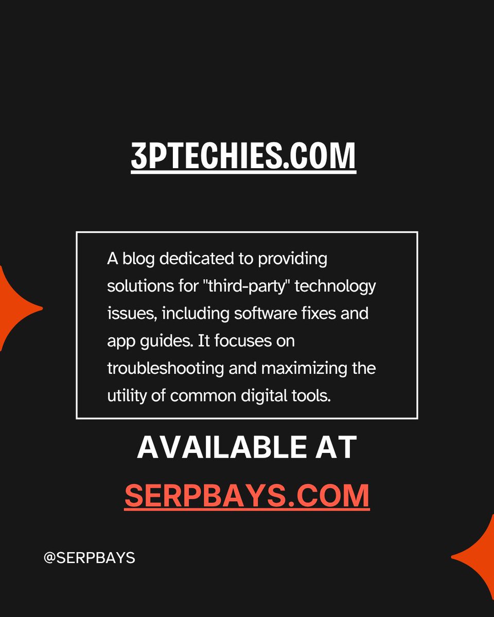serpbays's tweet image. Day 18/100: 3PTechies.com — DR 32 | AS 28 | 
Niche: Computer &amp;amp; Electronics / Technology 🔗
A practical tech blog solving third-party software issues, app guides &amp;amp; troubleshooting for everyday digital tools.
Get placements at 👉 serpbays.com
#SEO #GuestPost