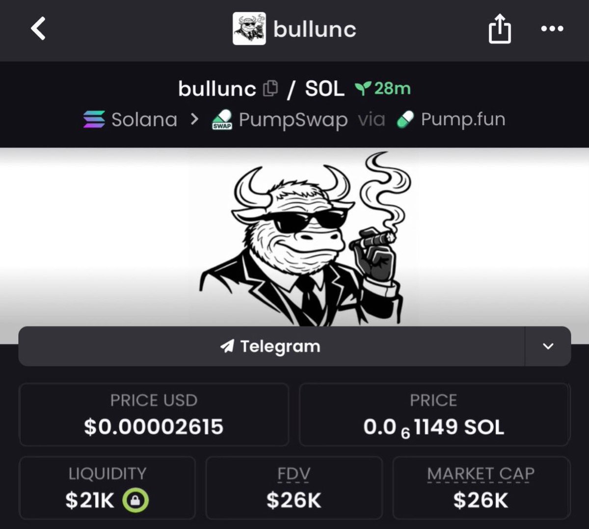 TonyTinlin164's tweet image. My entry on $bullunc at $26k  market cap 
First shared in my private telegram group 

Ca: 4BCG6cQnyiH9Vt2YWuoKEXN4peijsAjZQ3UqM7bopump
 
#bbvipks4 #CryptoCommunity #Web3