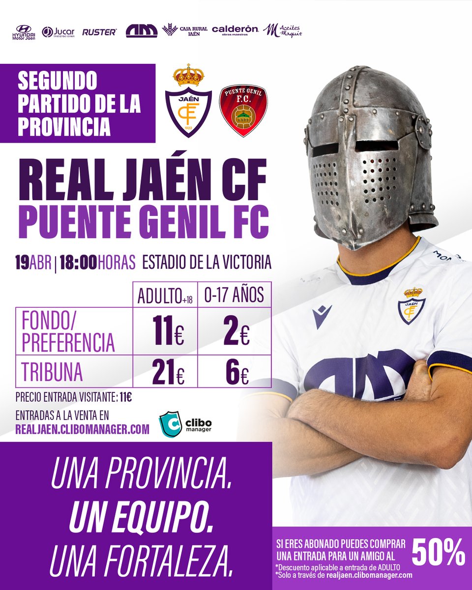 🔥🏟️ II Partido de la Provincia

🆚 𝗣𝘂𝗲𝗻𝘁𝗲 𝗚𝗲𝗻𝗶𝗹 𝗙𝗖
🗓 𝗗𝗼𝗺𝗶𝗻𝗴𝗼 𝟭𝟵 𝗱𝗲 𝗮𝗯𝗿𝗶𝗹
⌚ 𝟭𝟴:𝟬𝟬 𝗵𝗼𝗿𝗮𝘀
🏟 𝗘𝘀𝘁𝗮𝗱𝗶𝗼 𝗱𝗲 𝗟𝗮 𝗩𝗶𝗰𝘁𝗼𝗿𝗶𝗮

📣  Porque no es solo un partido… es el partido de todos

f.mtr.cool/vskhlvbirw