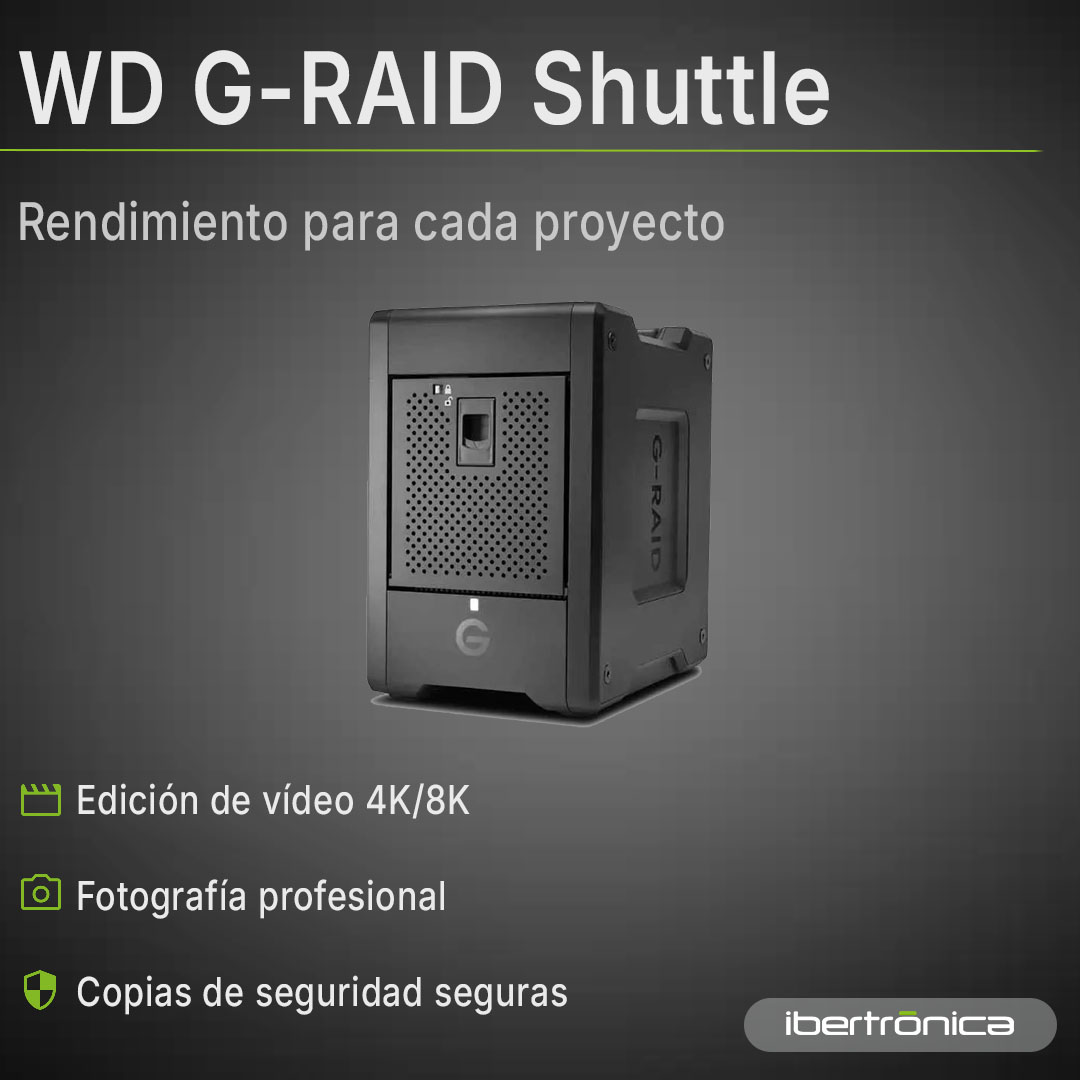 ibertronica's tweet image. Potencia profesional para tus proyectos 💾⚡ WD G-RAID Shuttle: almacenamiento masivo, velocidad extrema y fiabilidad total. Ideal para creadores exigentes 🚀 #Storage #Pro #WD 

🔗👇 
zurl.co/OQo4A