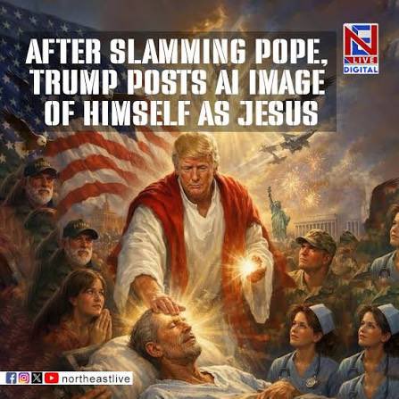 bash2905's tweet photo. The use of religious imagery by @POTUS is not just inappropriate — it is outrageous blasphemy. It is disgusting, unacceptable, &amp; violation of the respect people owe to their faith. This is an assault on religious sanctity and must be condemned unequivocally. https://t.co/GzcZOSSSW1