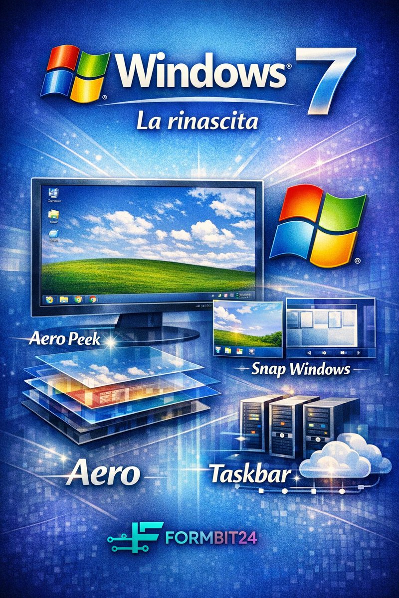 Formbit24's tweet image. Windows 7 – La rinascita dopo Windows Vista
È il Windows che conquista utenti e aziende, diventando uno dei più amati di sempre.
Guarda il video qui: youtube.com/shorts/wtAWrLH…
#FormBit24 #Windows #Windows7 #Microsoft #os #DigitalHistory #TechIn60Secondi #tech
