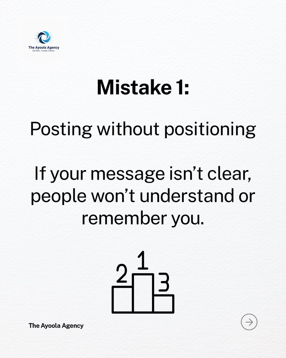 Akinyemiayoola_'s tweet photo. 3 mistakes killing visibility:

• No positioning
• Only social media
• No conversion path

Fix structure.

#BusinessGrowth
#VisibilityStrategy https://t.co/v4rdgyCSUX