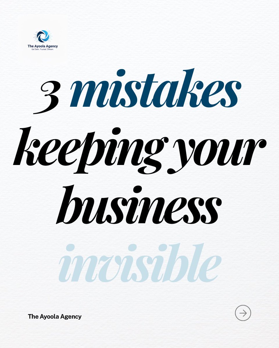 Akinyemiayoola_'s tweet photo. 3 mistakes killing visibility:

• No positioning
• Only social media
• No conversion path

Fix structure.

#BusinessGrowth
#VisibilityStrategy https://t.co/v4rdgyCSUX