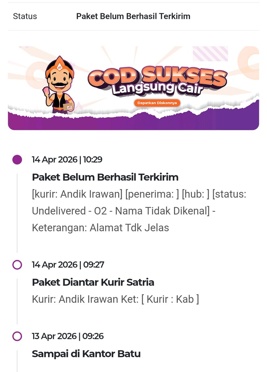 sucheey's tweet photo. Alamat uda dipinggir jalan raya gak pake masuk2 gang aja keterangannya alamat tdk jelas 😭😭😭 https://t.co/fJTs0ZSS75