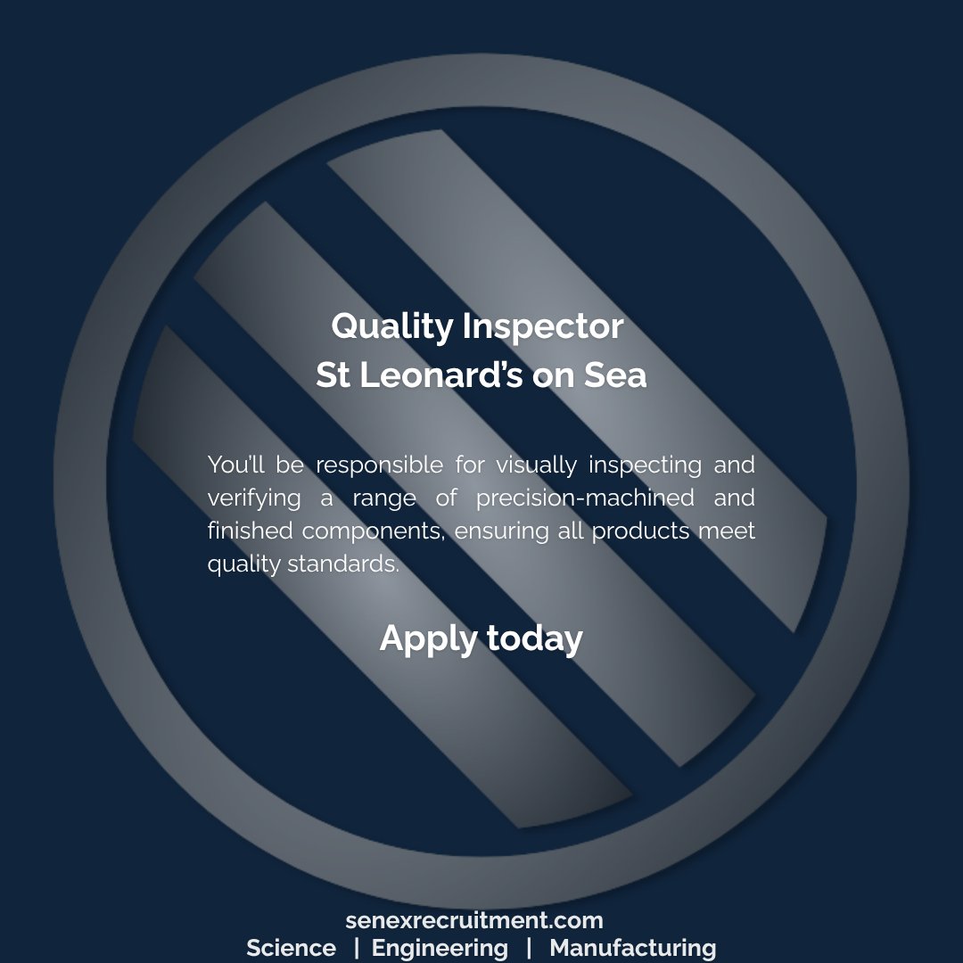 SenexRecruit's tweet photo. ⚙️ Now Hiring: Quality Inspector | St Leonards-on-Sea

Join a specialist manufacturer inspecting precision products to ensure top quality standards.

📩 Apply via @SenexRecruit or call 01424 211872
#QualityInspector #ManufacturingJobs  #UKJobs 

https://t.co/bIHHLS3VB6 https://t.co/bF1GYohKG7