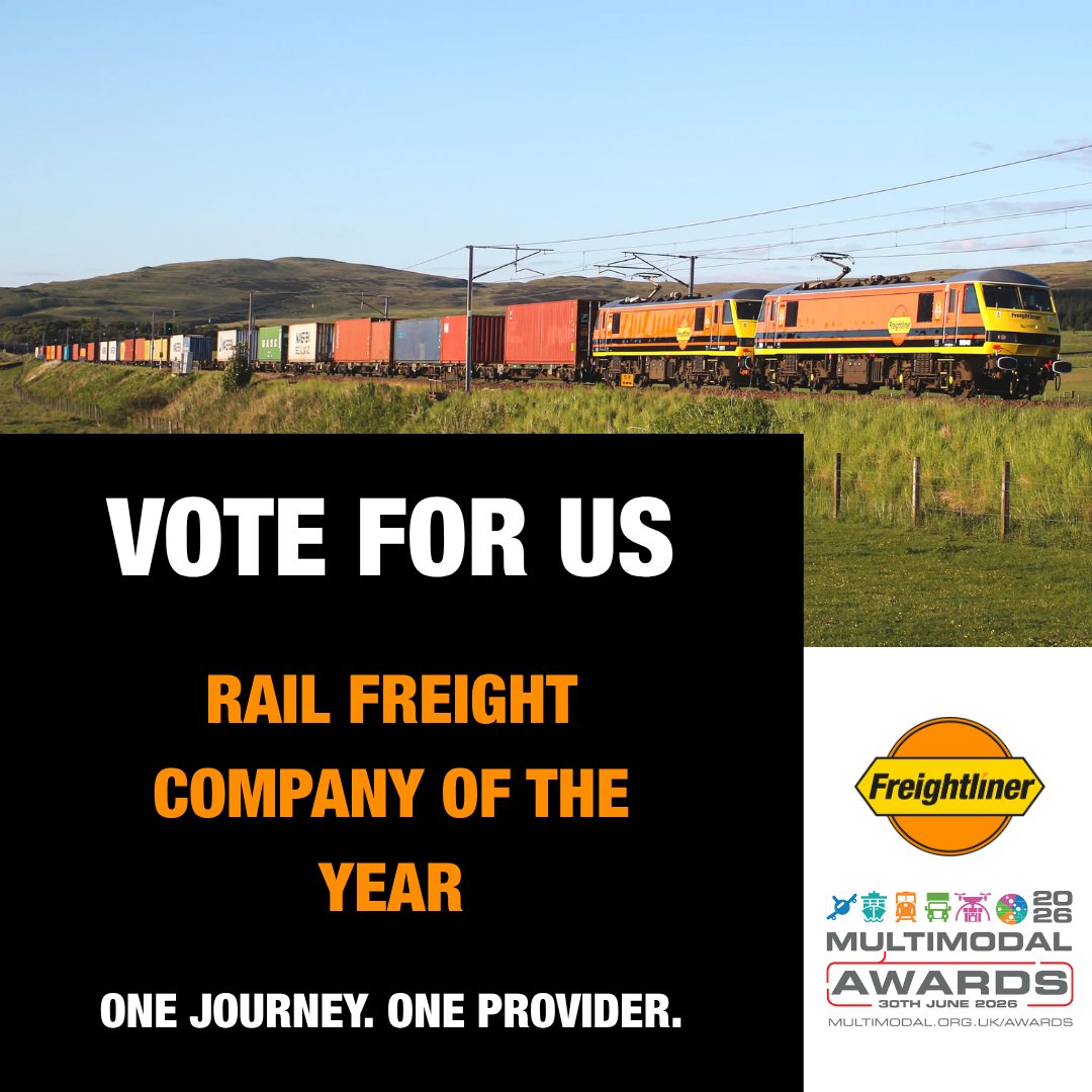 RailFreight's tweet image. We’re delighted to share that #Freightliner has been nominated once again for 'Rail Freight Company of the Year' at the @multimodal Awards 2026 🏆

Voting is now open - show your support for the #Freightliner team by casting your vote here ➡️  info.multimodal.org.uk/l/339301/2026-…