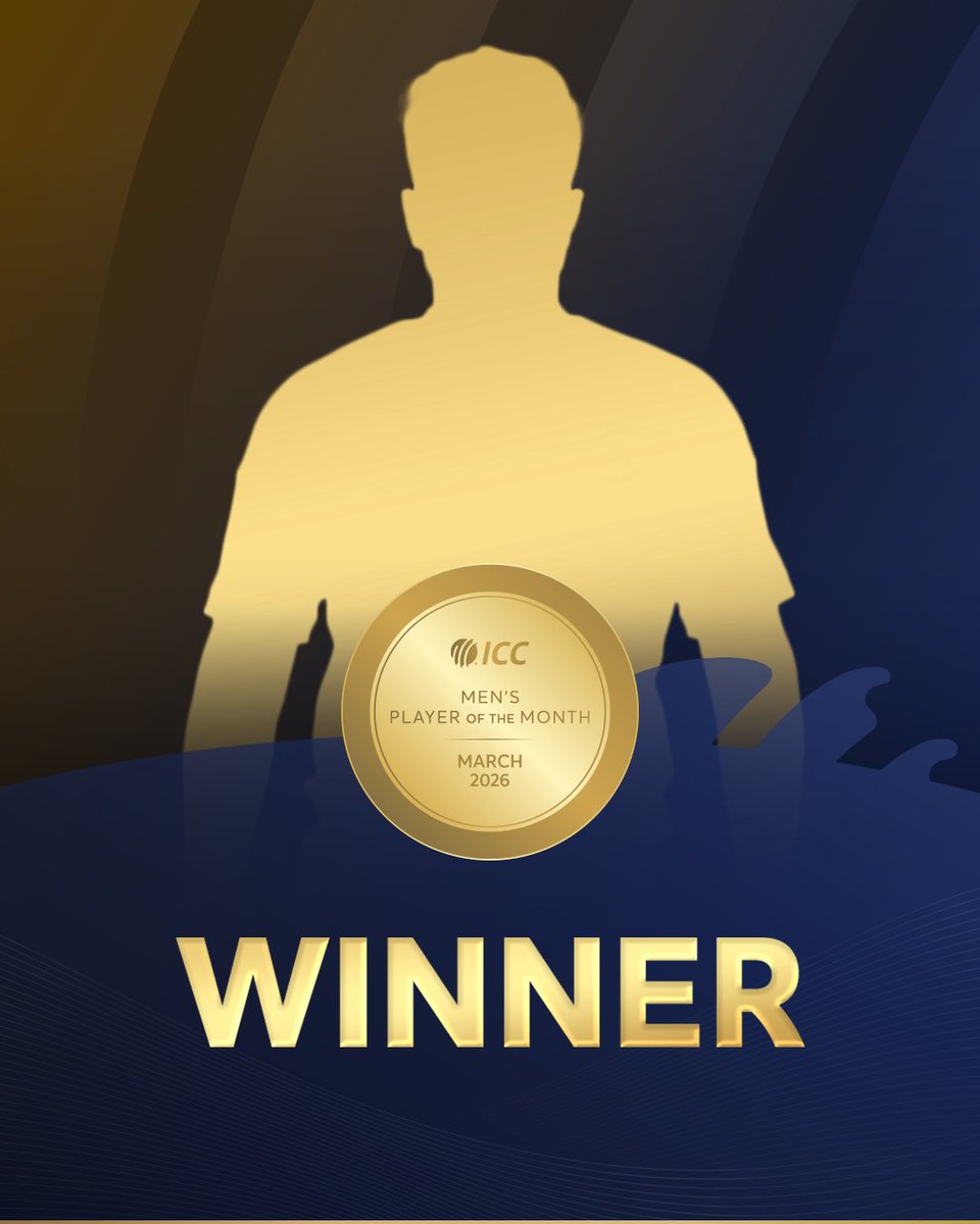 ICC's tweet photo. Iconic performer from India’s #T20WorldCup winning campaign named as the ICC Men’s Player of the Month for March 2026 🏅

Find out the winner ➡️ https://t.co/tduKXz1PLY https://t.co/WNKAfEfdz7