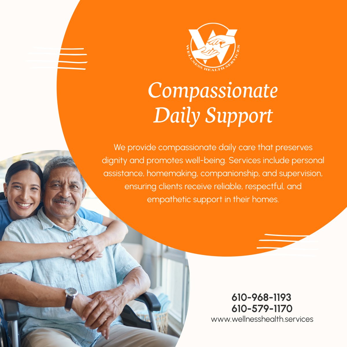 WHS3715's tweet image. Compassion in action! 🏡 Our daily support includes personal assistance, homemaking, companionship, and supervision to ensure your loved one’s comfort, safety, and dignity. 

Call us to learn more!

#DrexelHillPA #HomeCareServices #CompassionateCare #DailySupport #ClientWellness