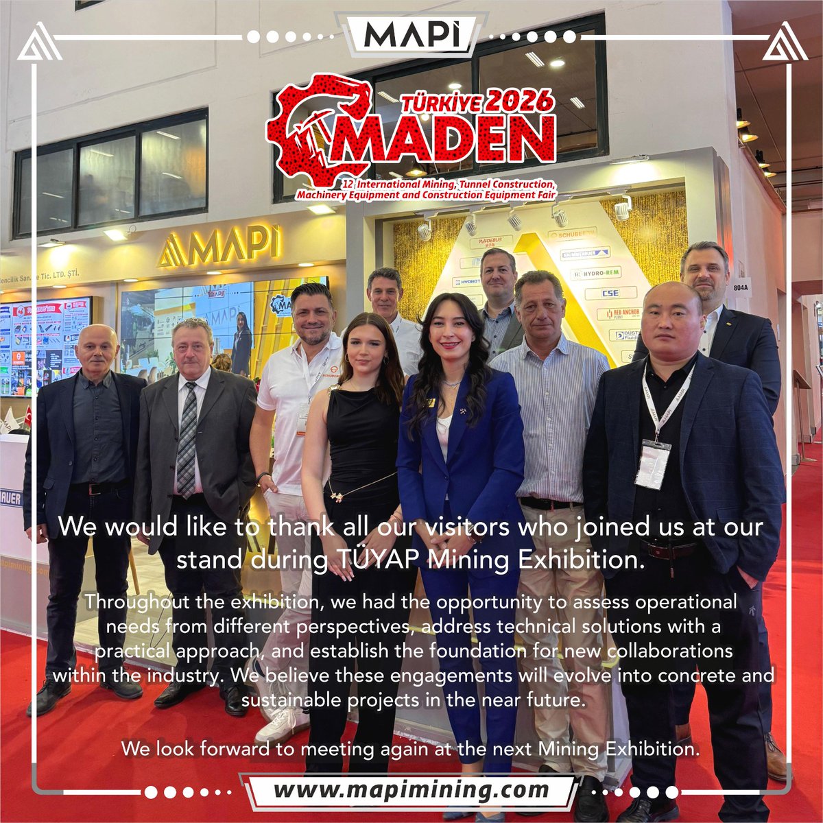 mapimining's tweet image. TÜYAP Madencilik Fuarı süresince standımızı ziyaret eden tüm misafirlerimize teşekkür ederiz.

We would like to thank all our visitors who joined us at our stand during TÜYAP Mining Exhibition.

#mapi #mapimining