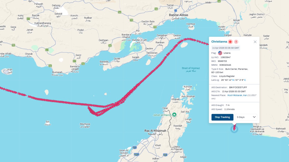 14 ships went through SoH from 13 April until now. 6 inbound: 2x Lloyd ...