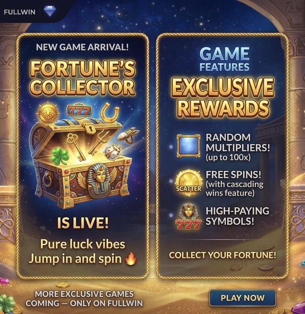 fullwin_media's tweet photo. 🤍💙 New day — new game on Fullwin. 🚀✨

You were playing a new game yesterday…
and today — there’s another one already.

🔥 Fortune’s Collector is now live!

Welcome to the luckiest game in Fullwin history. 🍀

🌌 Mysterious vibes
💫 Every spin = a new chance
🎁 Exclusive bonuses and features
💣 Huge multipliers

Here, everything is about luck.
And it can hit at any moment. 🔥

Spin, enjoy, and chase your wins.

👉 https://t.co/GCmxIseGKn

#Fullwin #TON #Toncoin #Web3Gaming #CryptoGames #BigWins #PlayToEarn #OnlineGaming