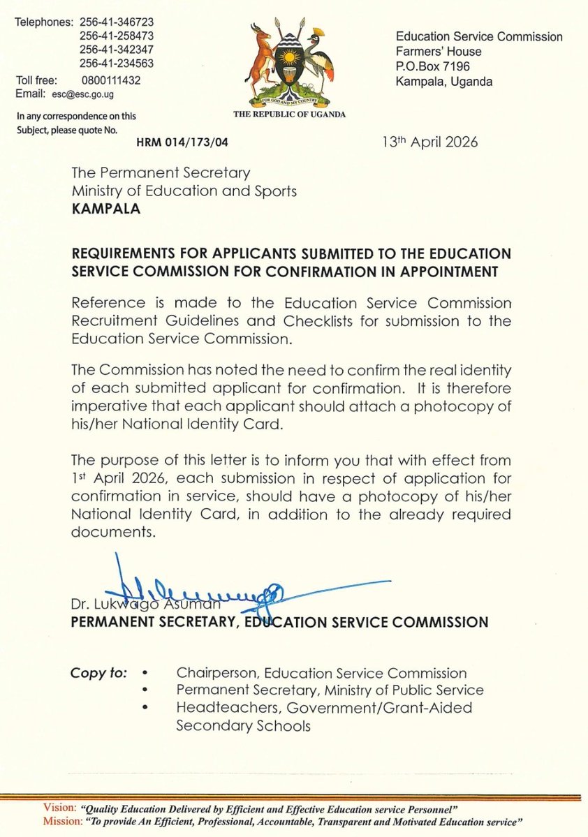 Education Service Commission, Uganda tweet media