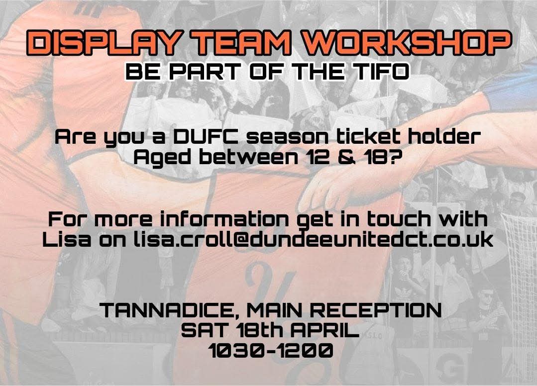 DisplaysDufc's tweet photo. Our 2nd tifo workshop is being held this Saturday. 

Get in touch if you or someone you know would like to be involved in creating a future tifo. https://t.co/DPXnJUxHYZ