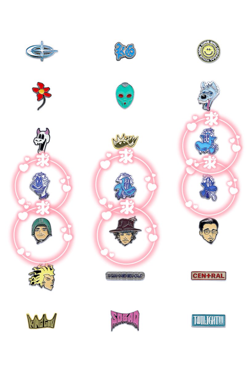 ___07180207's tweet photo. 【交換】King Gnu ツアーグッズCEN+RAL RANDOM PINS ランダム ピンズ ピンバッジ

【譲】画像1枚目

【求】画像2���目🩷

現在会場付近にて交換可
後日郵送での交換も可能です。

難しいとは思いますが
お気軽にお声がけください！ https://t.co/oYlnZMzRZN