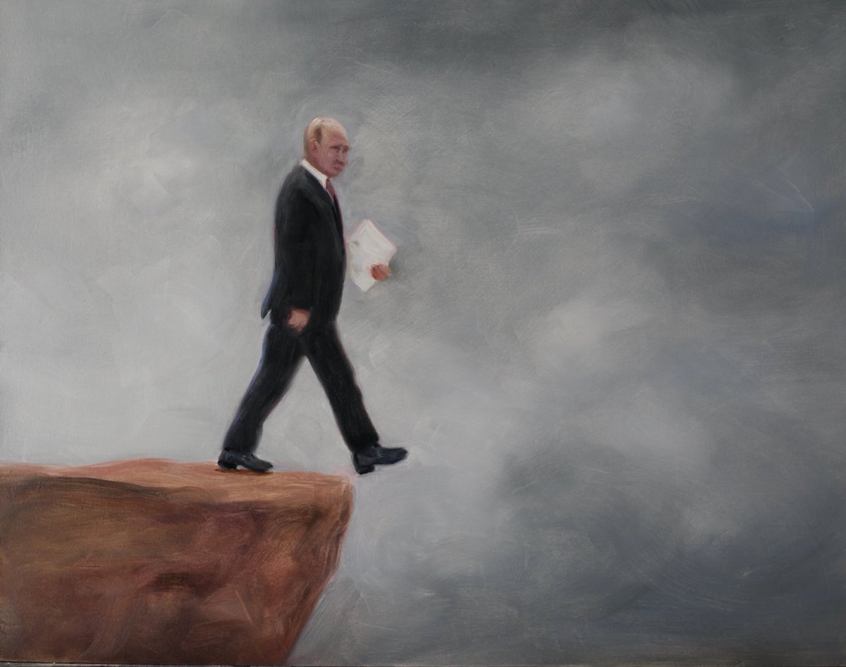 KajStenvall's tweet image. ” Next Step for a Dictator ”, 2026, oil on board, 40 x 50 cm. #art #figurativeart #stopputin #slavaukraini #contemporarypainting #artistsonx #artistsontwitter #kajstenvall