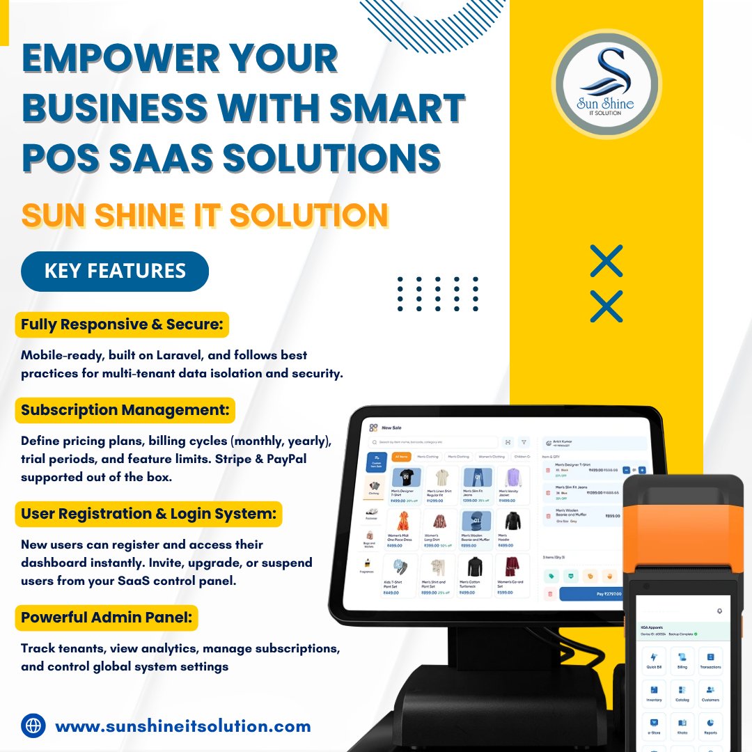 sunshineitcomp1's tweet photo. Empower Your Business with Smart POS SaaS Solutions!
At Sun Shine IT Solution, we are redefining the way businesses operate with our advanced Smart POS SaaS Solution.
Visit our website for more information
https://t.co/p1tEPUjYJk
#SmartPOS #SaaS #BusinessSolutions #RetailTech https://t.co/yA6EUucRHi