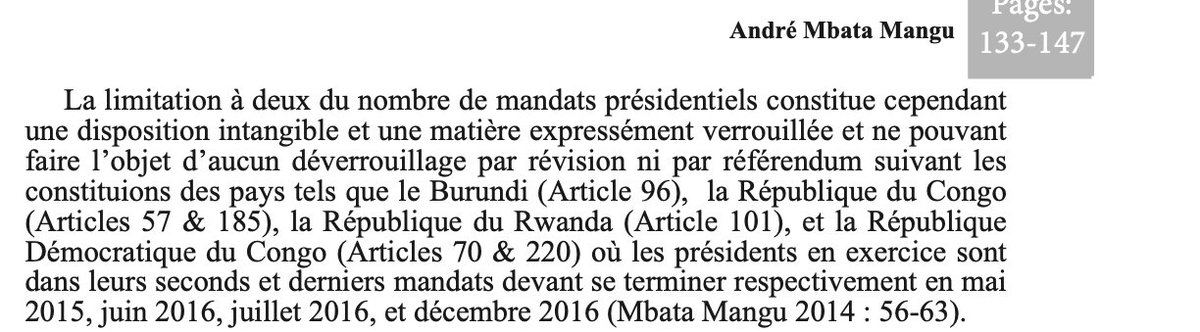 JsBagenda's tweet photo. L'article du Professeur Mbata, où il déclare également que meme le référendum ne peut dévérouiller la limitation du nombre de mandats présidentiels, est accessible via ce lien. Bonne lecture! 
https://t.co/L0yONf0RoM https://t.co/3ZKflKJeVM