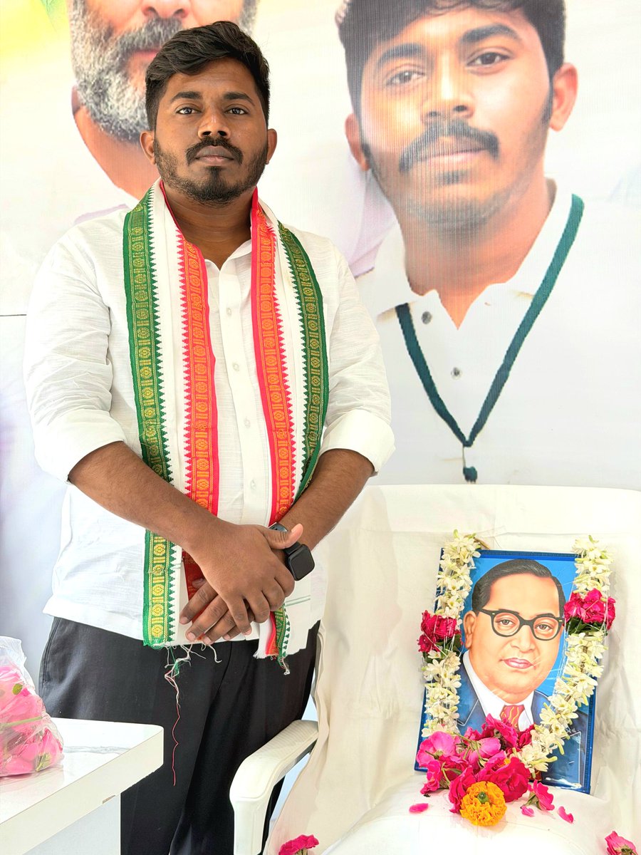 INCRahamathulla's tweet photo. On the occasion of the 135th birth anniversary of Bharat Ratna Dr. Babasaheb Ambedkar ji, Hanumakonda Congress Party Young leader Rahamathulla Mohammed paid rich tributes by garlanding the portrait of Dr. B.R. Ambedkar at his office in Vishnupuri, Kazipet today. (14-04-2026).

Speaking on the occasion, Rahamathulla Mohammed said that Ambedkar’s vision of equality, liberty, and fraternity continues to inspire generations and serves as a guiding force in building a just and inclusive society with equal rights for all.

He further stated that Dr. Babasaheb Ambedkar ji is not a leader of any one community, but a leader of all, especially the poor, backward classes, minorities, and every section of society.

#AmbedkarJayanti #JaiBhim #Ambedkar