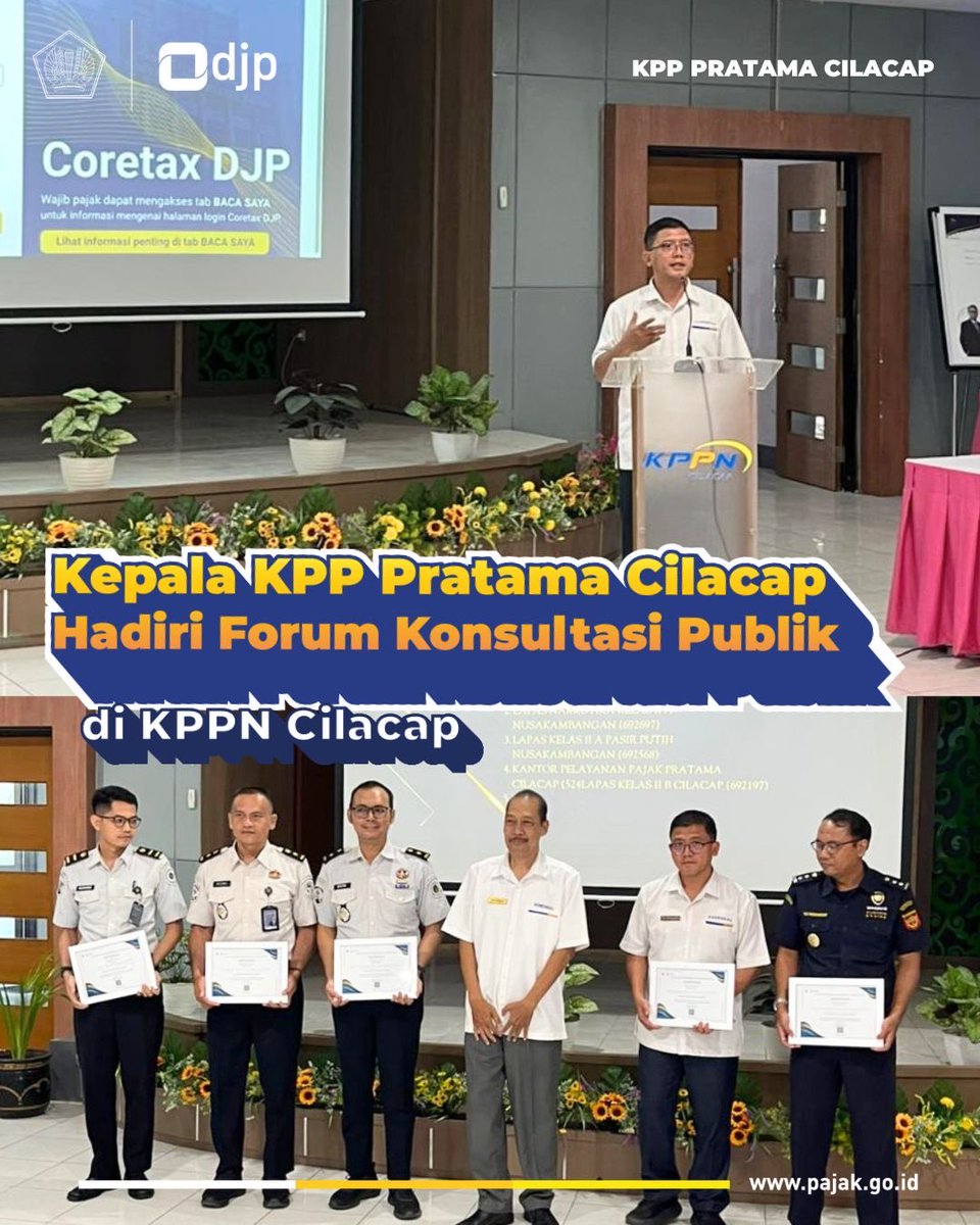 Senin (13/4), Kepala KP Cilacap, Aprinto Berlianto menghadiri Forum Konsultasi Publik yang diadakan oleh KPPN Cilacap. Kegiatan ini diikuti oleh satuan kerja lingkup pembayaran KPPN Cilacap.