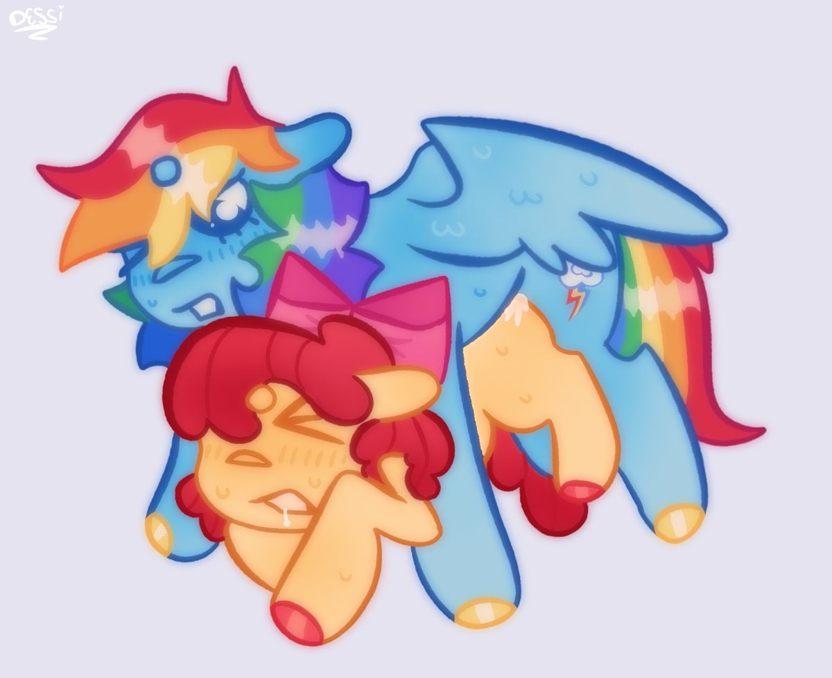 deaddeercel's tweet photo. “ yeesh , kid , you squirm almost as much as your sister ! “ 🌩️

“ you ‘n i both know that ain’t the truth , rainbow “ 🍎
#proponies #notsafeforfoals https://t.co/UJ0py9UyVl